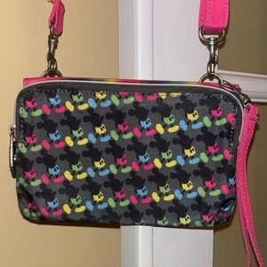 Mickey Mouse Stylish Multicolor Crossbody Wristlet Bag